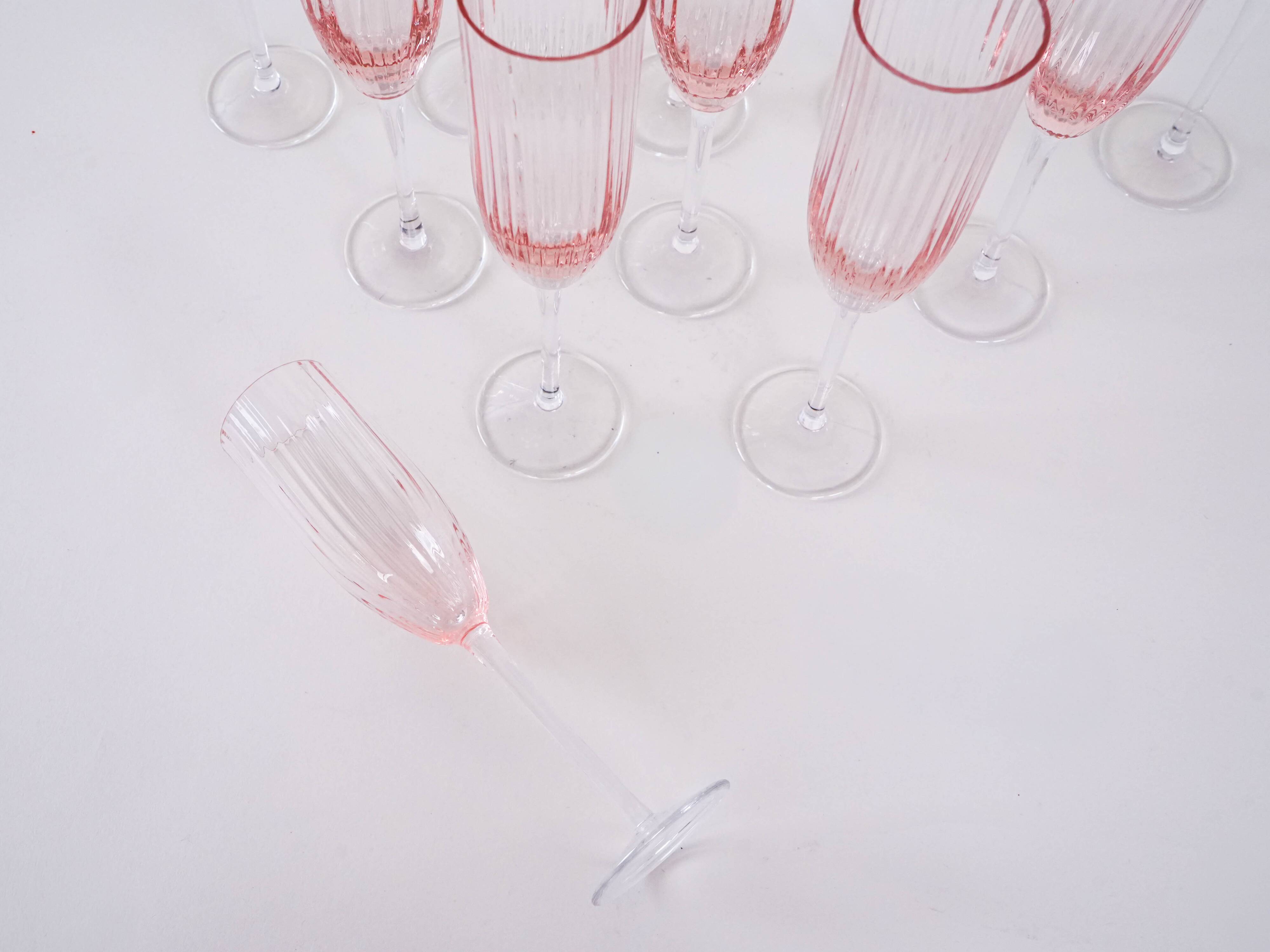 Set of Prosecco glasses, French design, 1970s, made in France