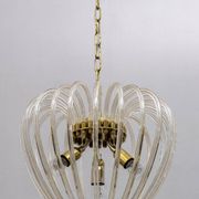 Venini Mid-Century Modern Italian Murano Glass and Brass Chandelier, 1950s