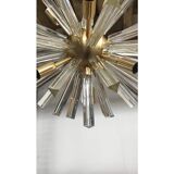 Contemporary Transparent “Triedro” Murano Glass Oval Sputnik Chandelier