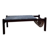 1970s marble and wood coffee table