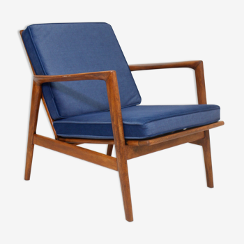 Fauteuil par Stefan de Swarzędzkie Fabryki Mebli, 1960 bleu