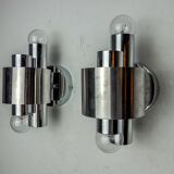 Pair of wall lights from Sciolari, chrome-plated metal, Italy, 1970