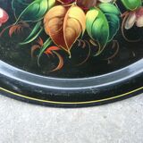 metal tray Russian art flower decor