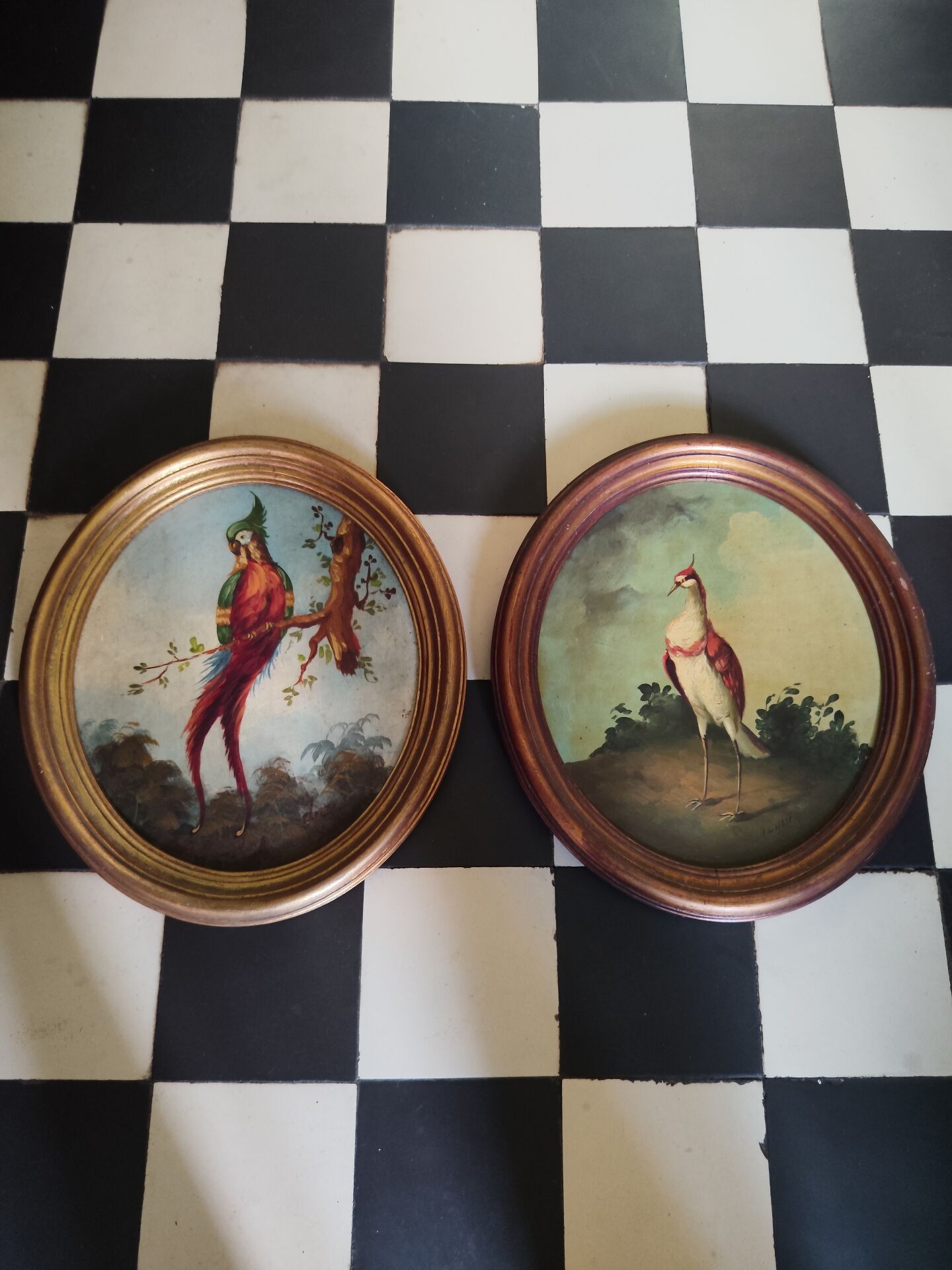 Pair of bird paintings