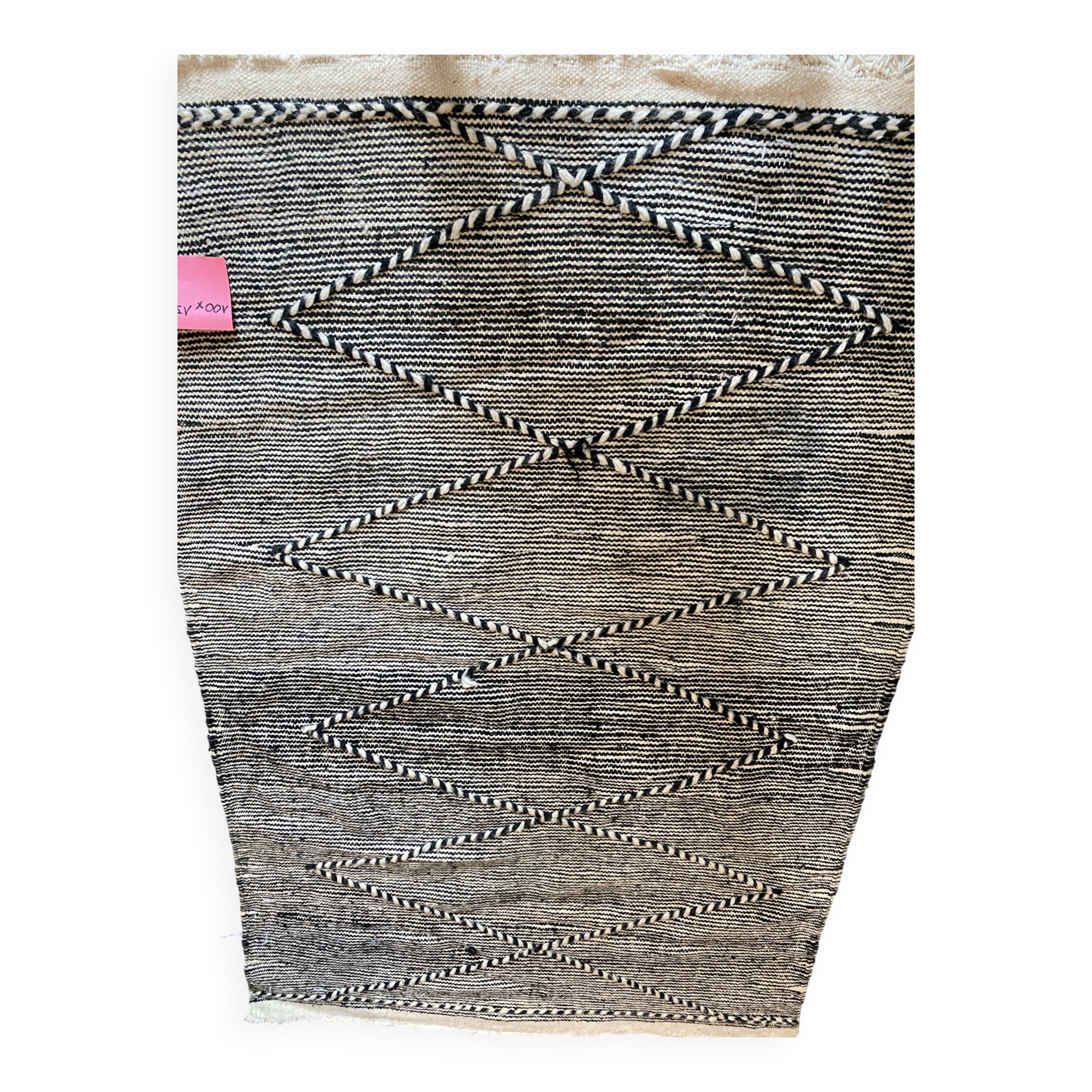 Tapis Kilim laine noir et blanc marocain