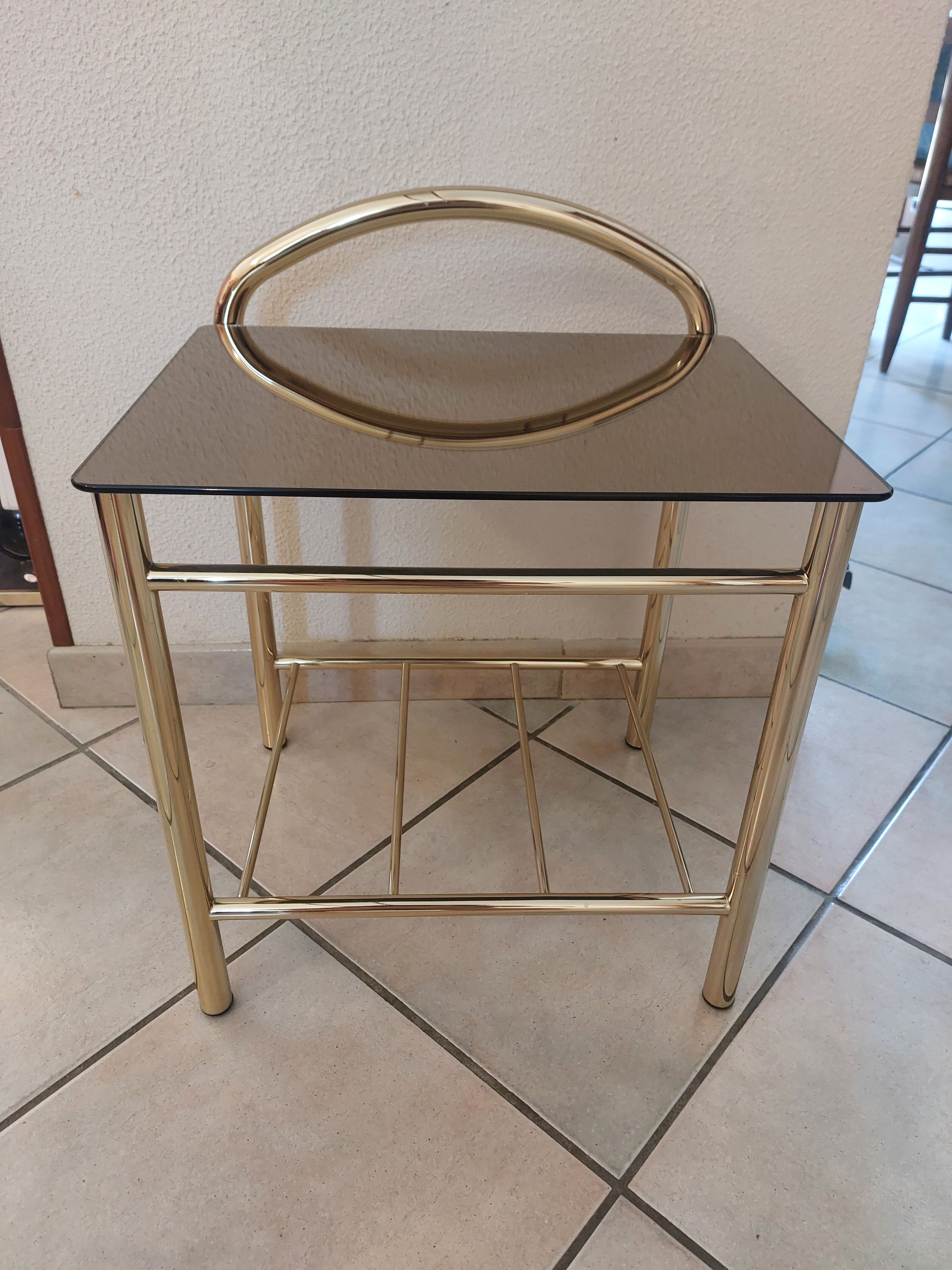 Brass and smoked glass table