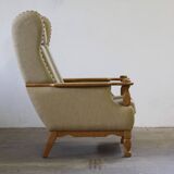 Vintage 1960s set of low & high back lounge chair oak, style of Henning Kjærnulf