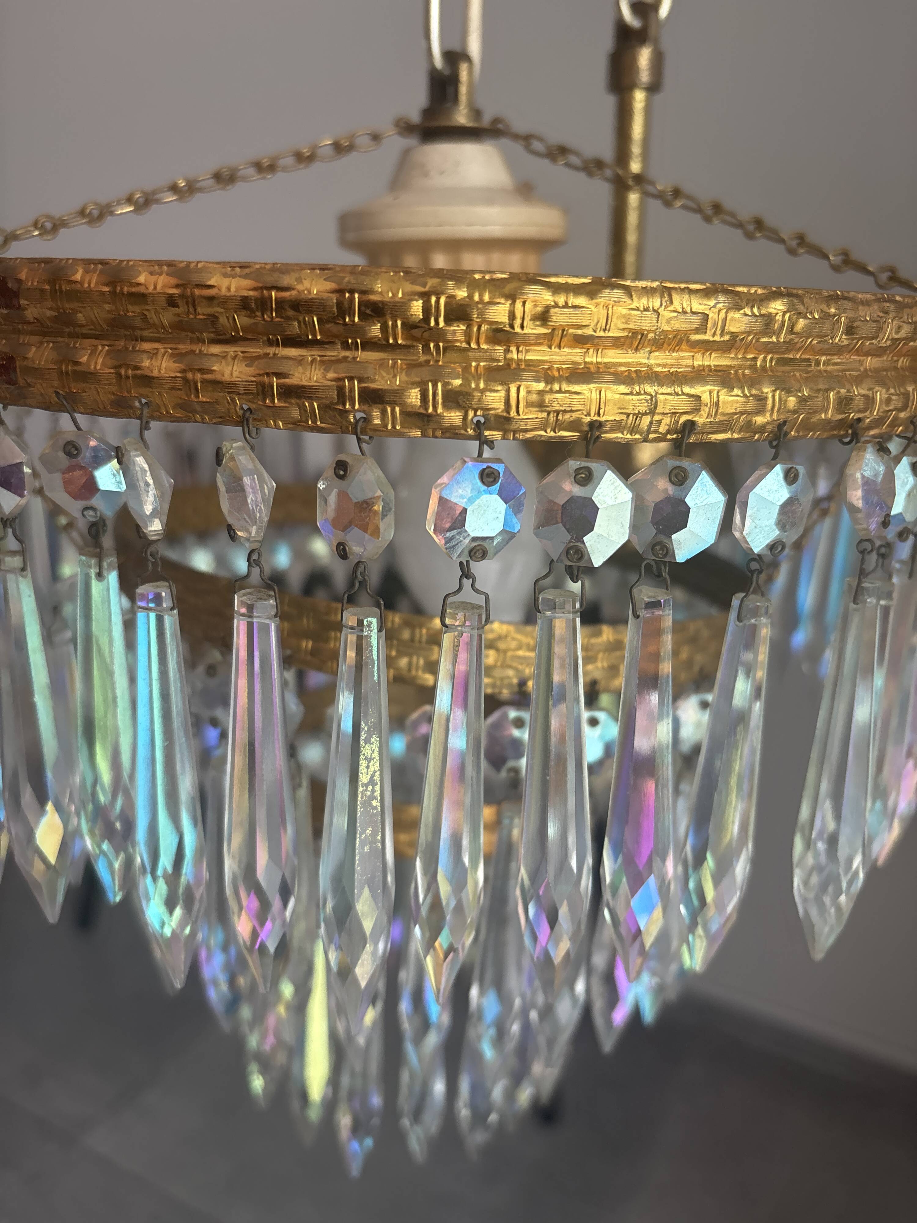 Crystal lustre and brass Železnobrodské Glass