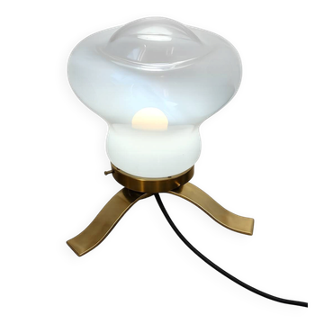 Mid-century table lamp from the 1970s, brass and glass, E27