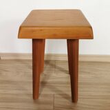 Vintage elm wood stool S01 design by Pierre Chapo 1960