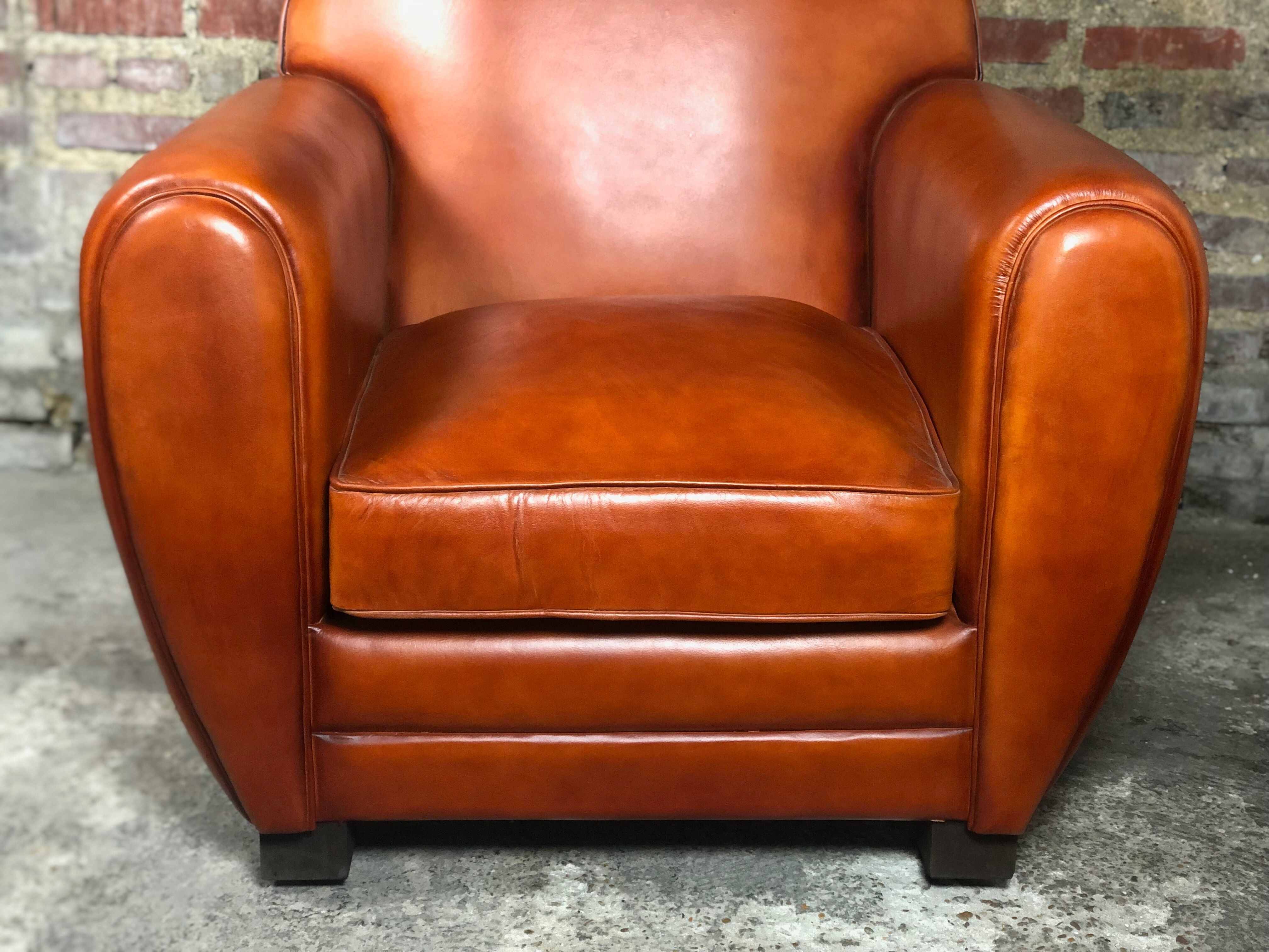 Vintage club armchair in camel leather