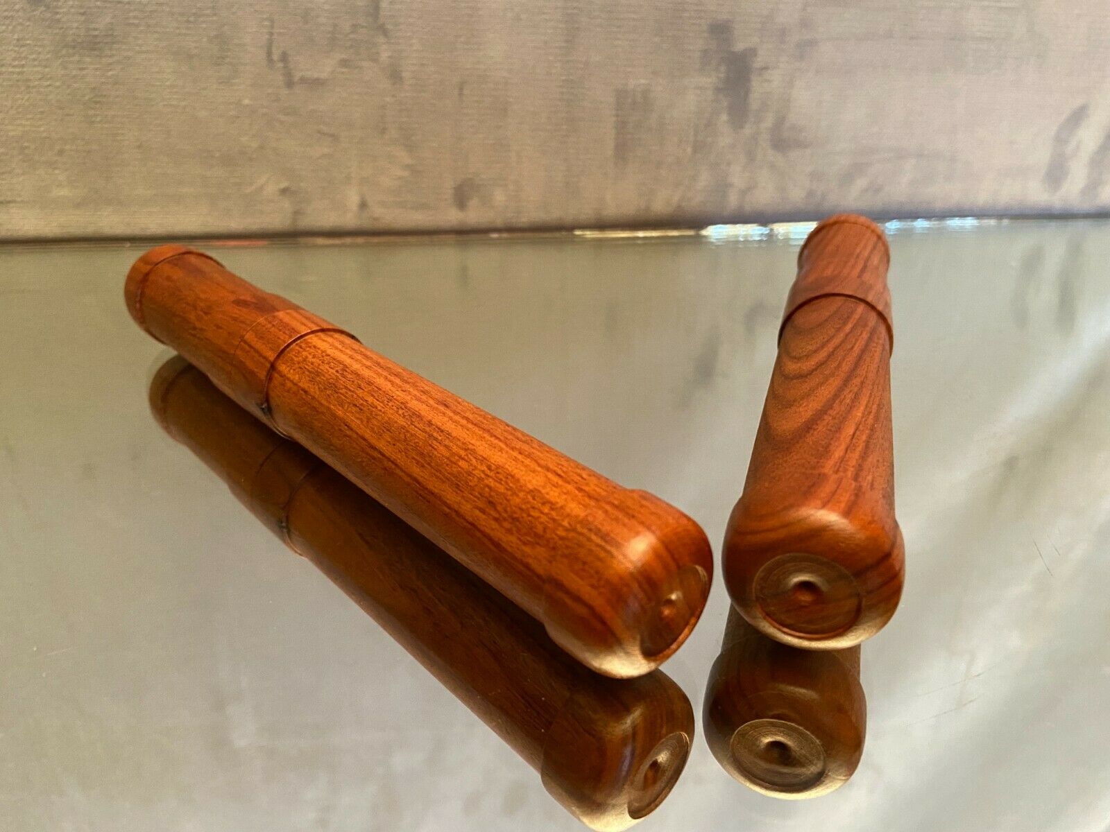 Pair of Havana cigar cases made of solid exotic wood