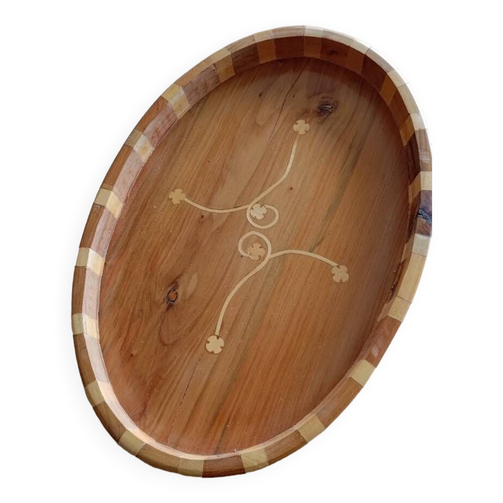 Inlaid wood top.