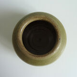 Vase vintage boule céramique en grès vert