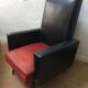 Vintage armchair in red and black skaï