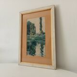 Antique Watercolor Painting Signed J.Richter "Marne a Gournay"