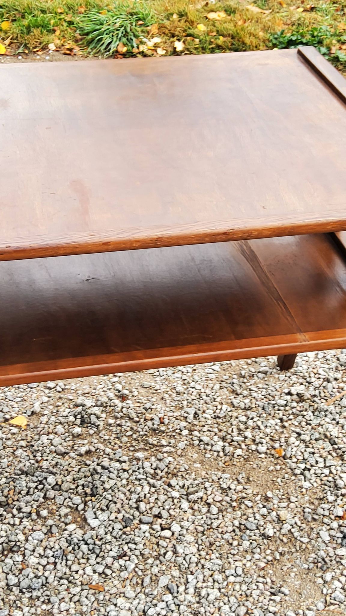 Table d’appoint vintage des années 50 en hêtre chêne et peuplier pieds compas