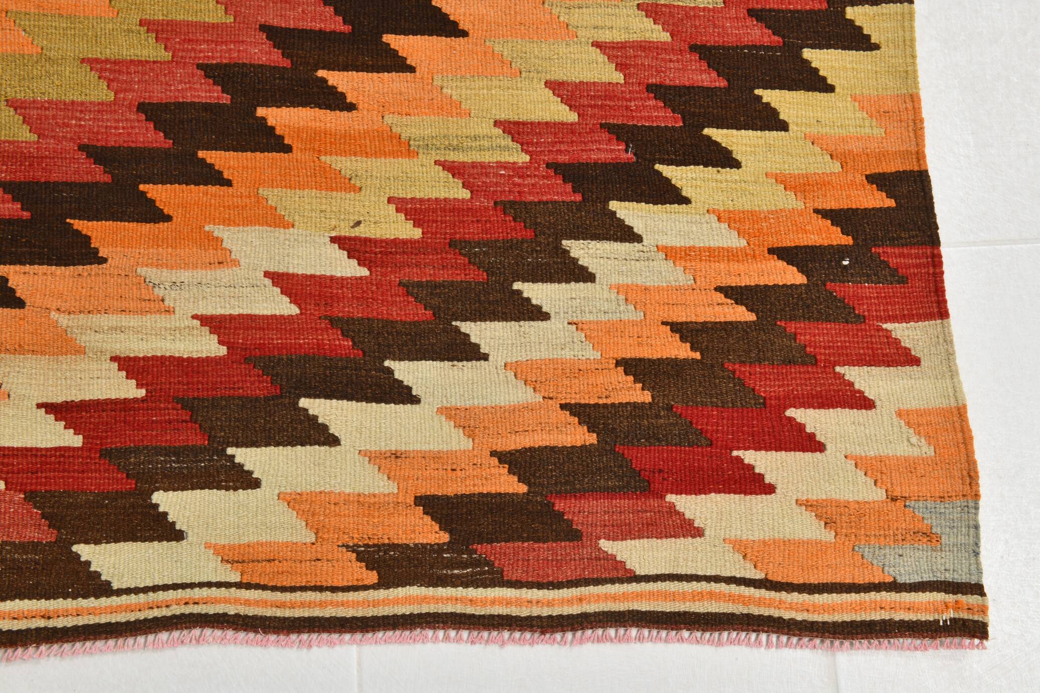 Kilim Turc Vintage en Laine Tissé Main, Tapis Tribal Ancien, 177x291 Cm