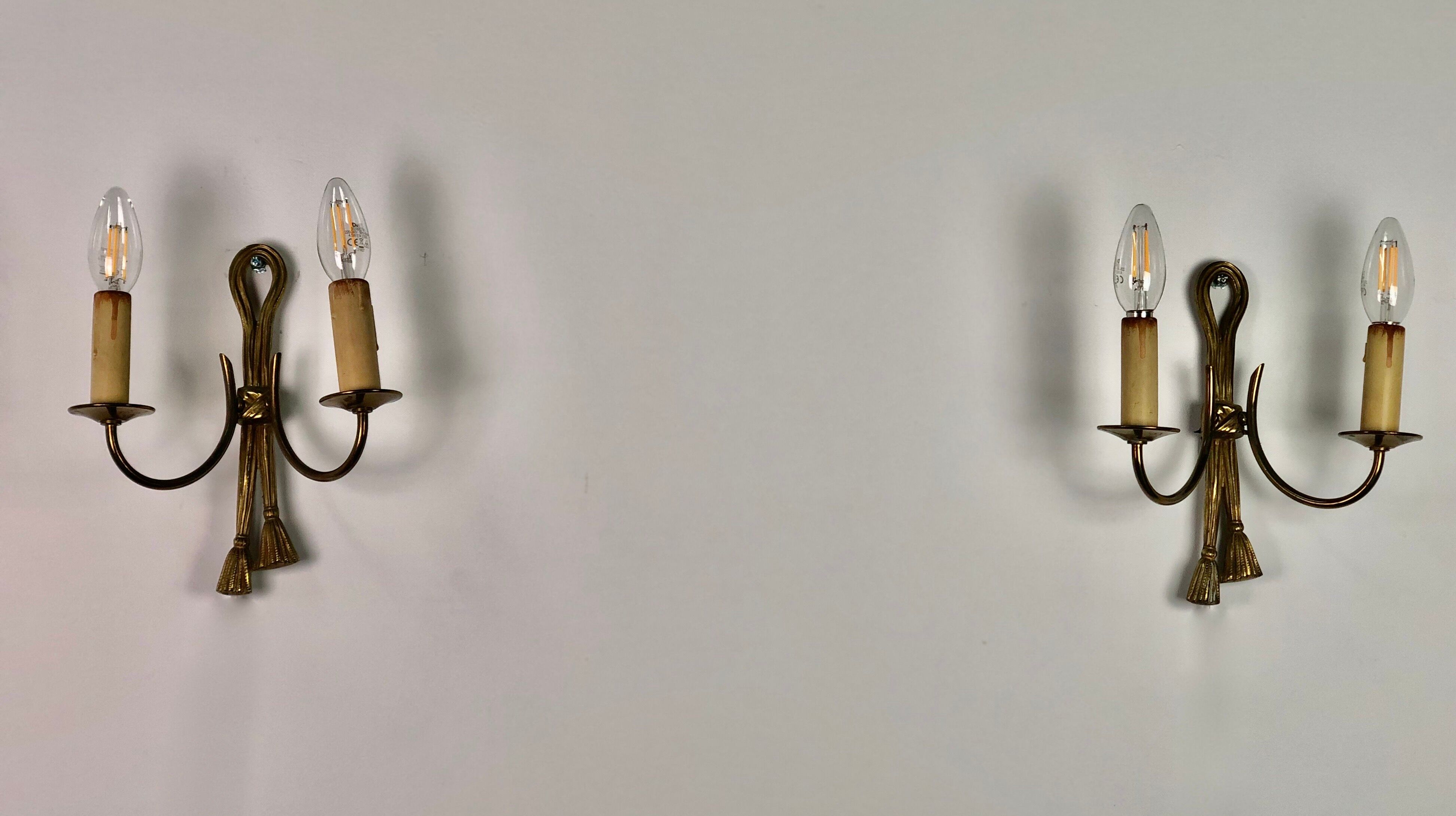 Wall lamps (the pair) in vintage bronze 70'S