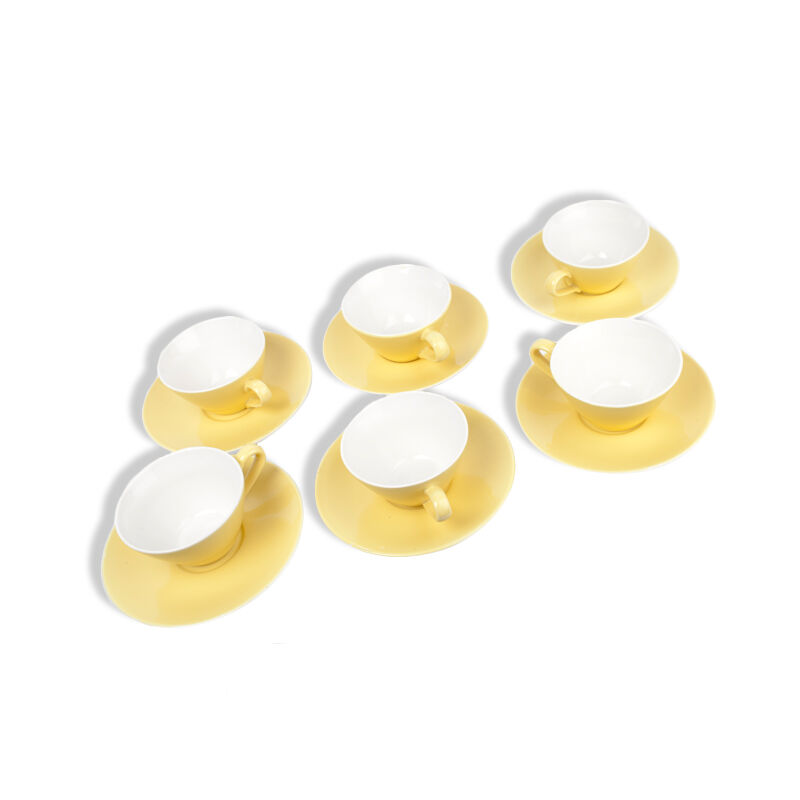 Set of 6 cups yellow pottery Badonviller