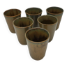 Series of 6 glasses cup mug stoneware pot digoin france vintage