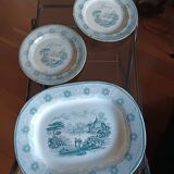large 19th century earthenware dish and plates with Chinese decor