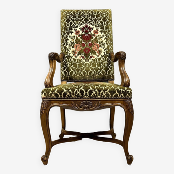 Louis XV style office armchair in solid walnut circa 1850