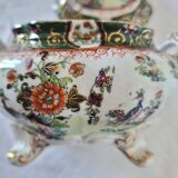 Antique Masons Sauce Boat with Lid English Porcelain Chinoiserie F