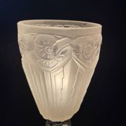 Art Deco table lamp – Silver bronze & pressed/molded glass