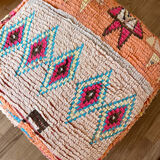 Moroccan Berber pouf orange and multicolored