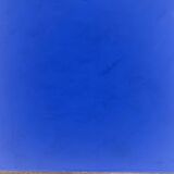 Monochrome table in ultramarine blue, acrylic on solid wood.