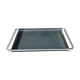 Plateau moderniste aluminium et verre fumé gris