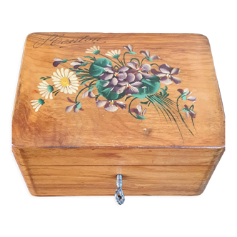 Vintage varnished wood jewelry box