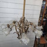 Old bronze chandelier 8 lights, 128cms h