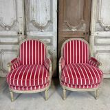 Pair of Louis XVI style bergère armchairs