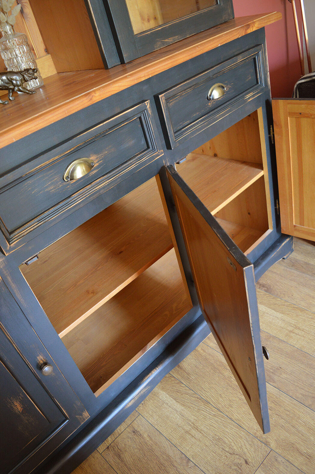 Patinated black cupboard