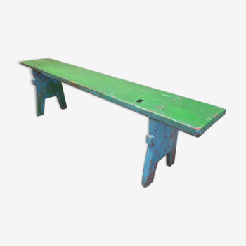 Old bench side table blue / green