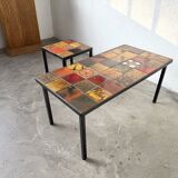 Duo de tables basses en céramique émaillée