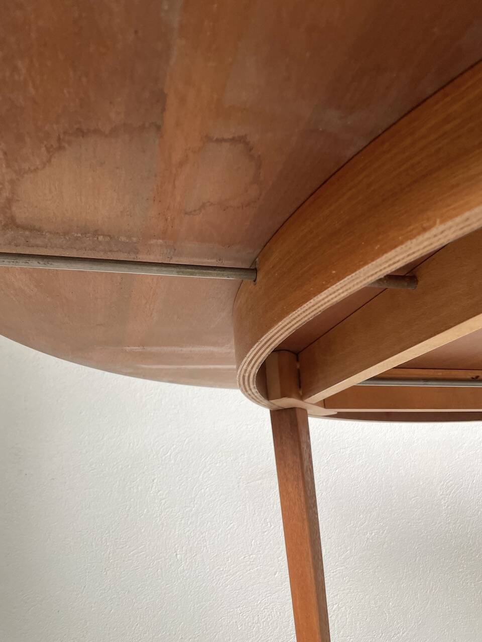 Scandinavian round teak table with extension