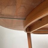 Scandinavian round teak table with extension