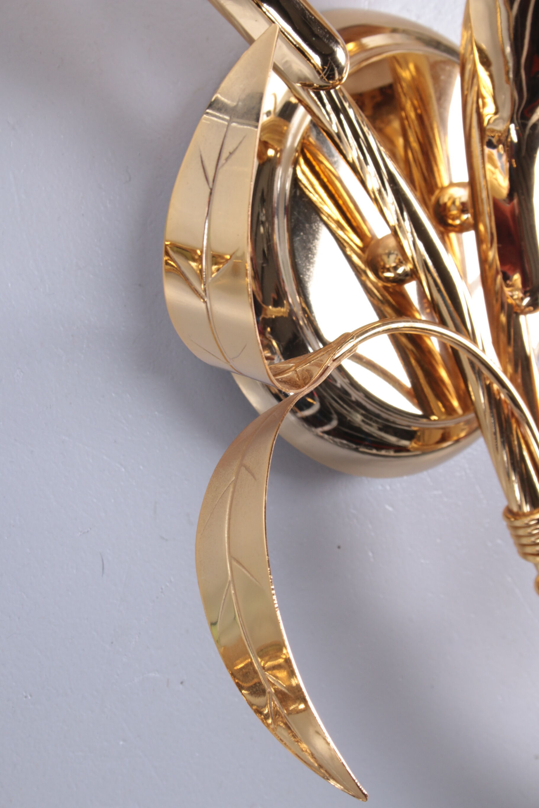 24 kt gold-plated tulip glass wall lamps Italian design 1970