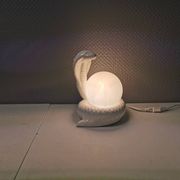 Beautiful vintage ceramic COBRA table lamp with thin milky white glass shade/dome. RAF Sweden 70-80s