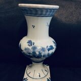 Petit vase 15cm signé delft blue 1960 base carrée peint main fleur faïence vintage ancien
