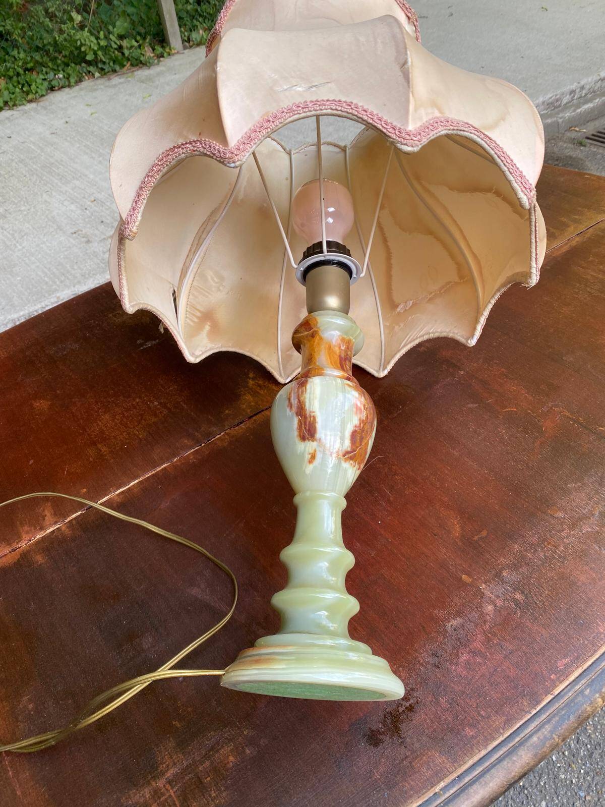 Lampe onyx vintage vert et marron