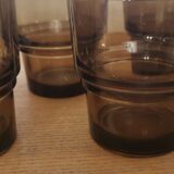 Set of 6 smoked brown glass water glasses Vereco 70'S Vintage