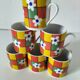 6 espresso cups decor Pop Flower power