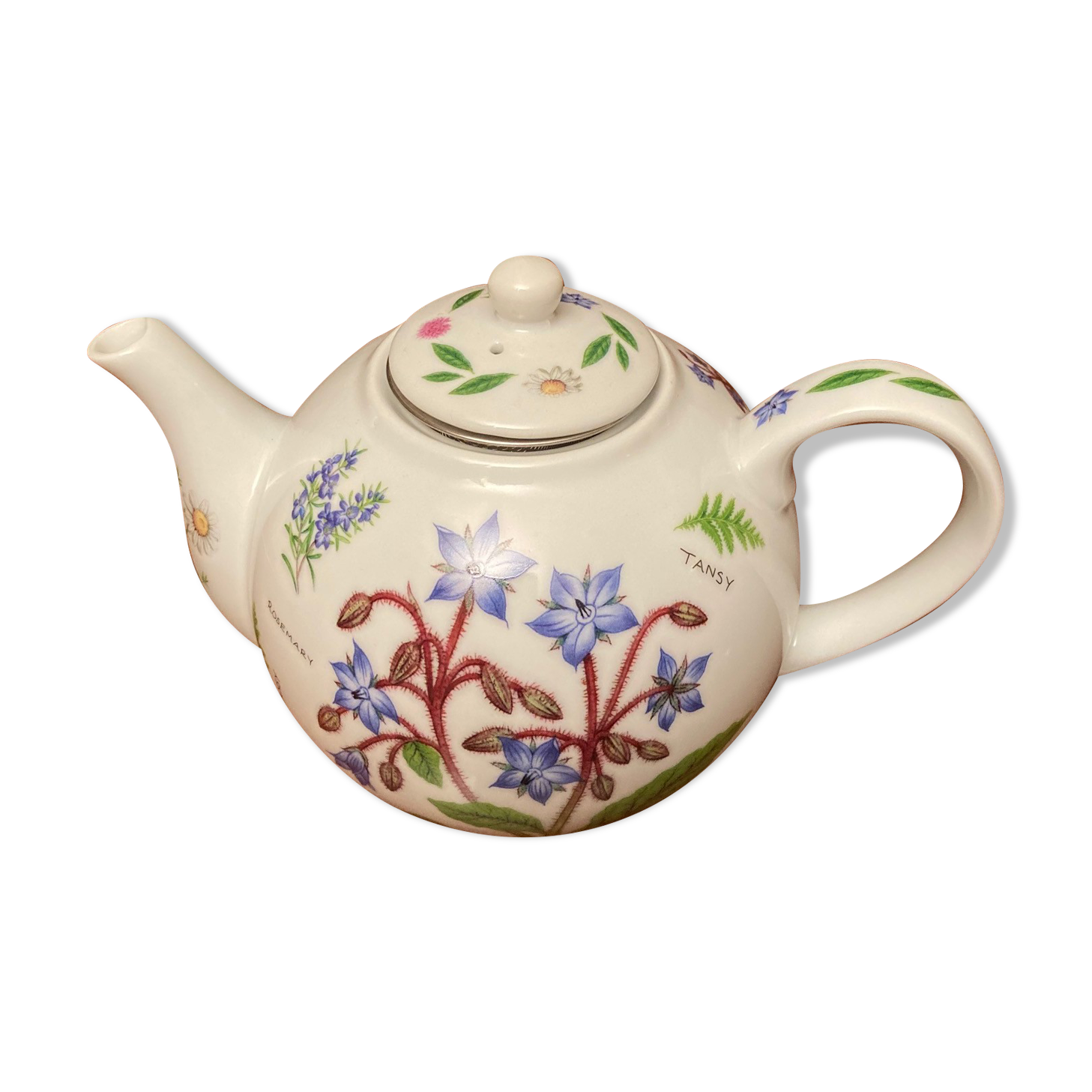Théière au décor fleuri, 1000ml, passoire intégrée