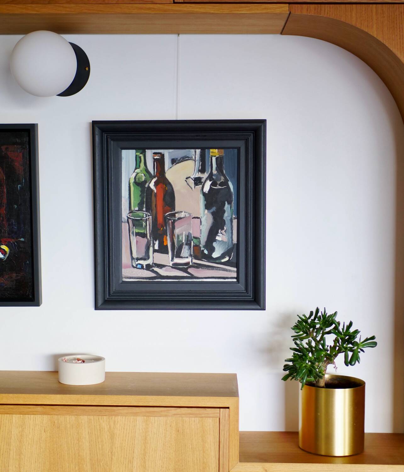 Still life with 2 glasses, oil on panel signed André Deriq