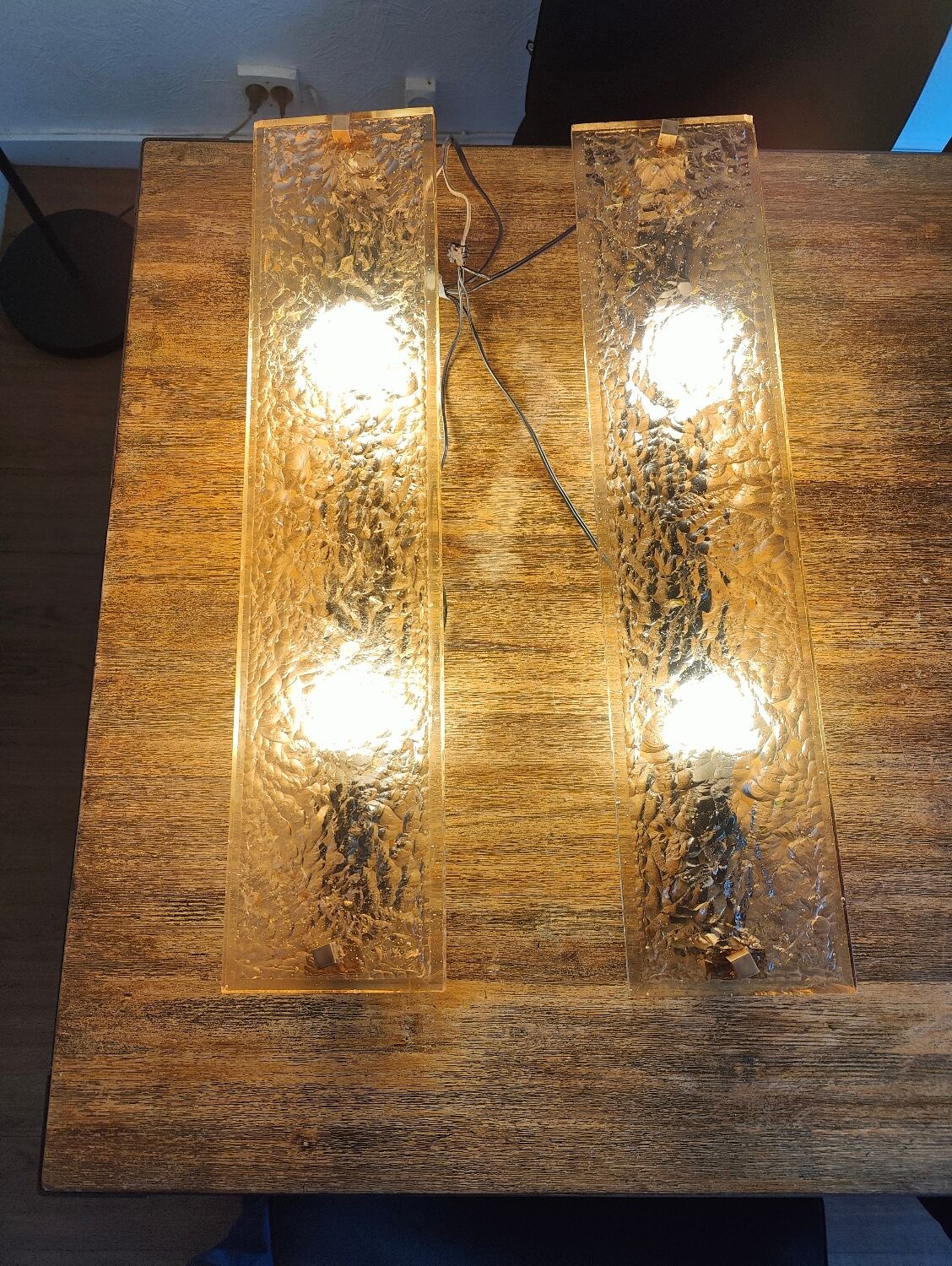 Pair of large Dallux wall lights attributed to Pierre Disderot.