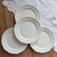 4 assiettes à dessert vintage faïence ivoire Moulin des Loups